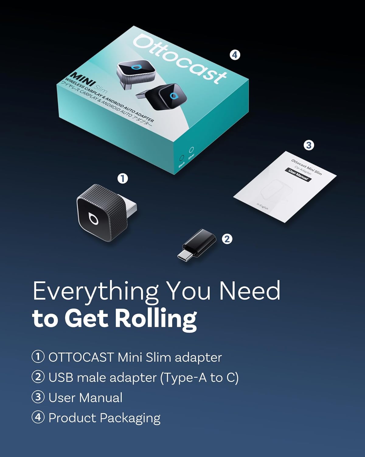 Mini Universal Wireless CarPlay and Android Auto Adapter